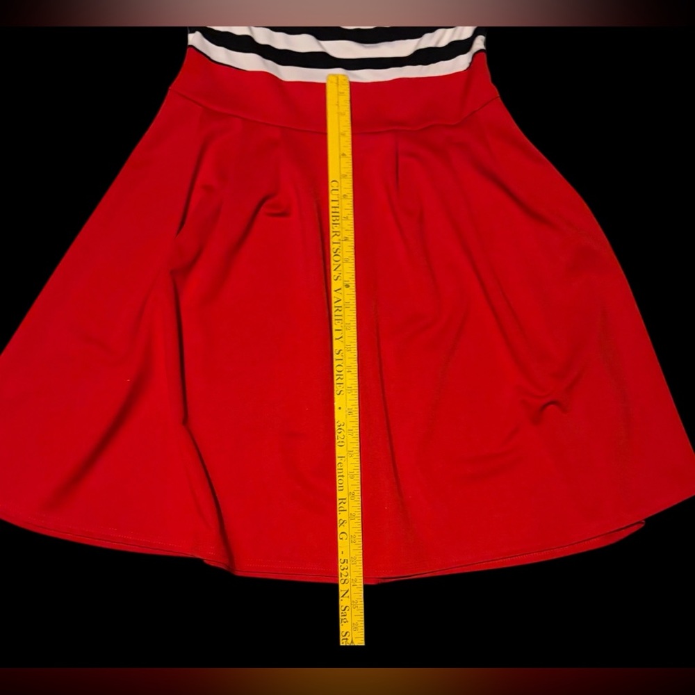 Striped Black and White Top with Red Skirt Dress - Picture 9 of 13